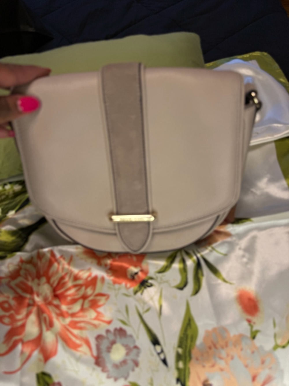 Kate Spade Hunt’s Place Marsi Crossbody Bag Taupe/Cream Leather Saddle Bag